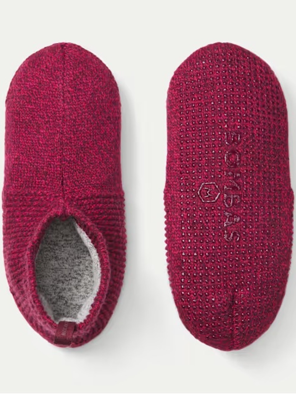 Bombas Burgundy Cozy Knit Gripper Slippers